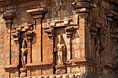 The great Chola temples of Tamil Nadu - The Brihadishwara Temple of Thanjavur. Decoration on temple walls. 